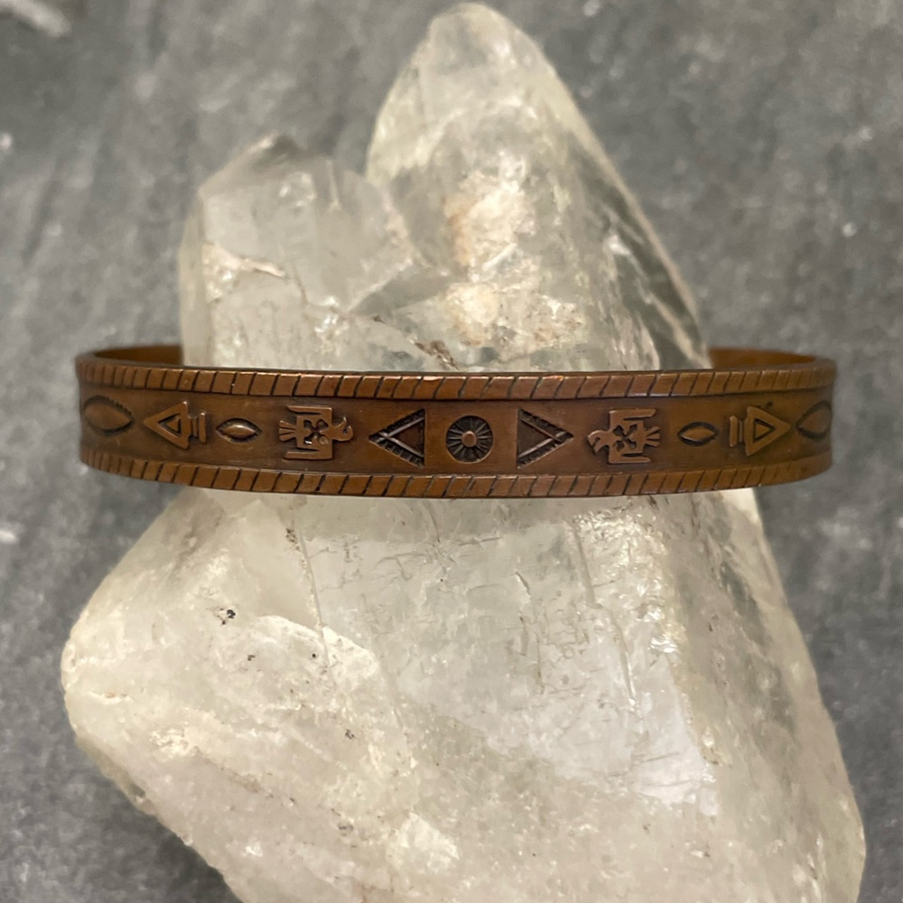 Vintage Solid Copper Thunderbird Cuff Bracelet - image 1